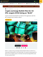 Bullish Files for US IPO, Plans NYSE Listing Under “BLSH”