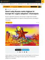 Russia Leads Europe In Crypto Adoption With $376B Tracked