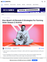 Aster Airdrop Farming: Elon Musk’s AI Shows 5 Best Strategies