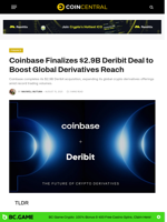 Coinbase Finalizes $2.9B Deribit Deal to Boost Global Derivatives Reach - CoinCentral