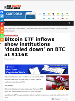 Bitcoin ETF inflows show institutions ‘doubled down’ on BTC at $116K - The Crypto News Wire