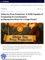 Shiba Inu Price Prediction: Is SHIB Capable of Surpassing Its Counterparts as Memecoins Brace for a Huge Pump?