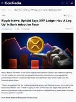 Ripple News: Uphold Says XRP Ledger Has 'A Leg Up' In Bank Adoption Race