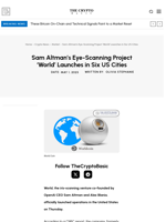 Sam Altman’s Eye-Scanning Project ‘World’ Launches in Six US Cities
