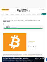 Bitcoin miners sell record 32,000 BTC in Q1 2026 amid price drop below $60K