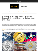 The Next 20x Crypto Gem? Analysts Expect This New Altcoin to Outperform Shiba Inu