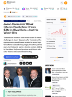 Jason Calacanis' Bleak Bitcoin Prediction Draws $3M in Rival Bets—but He Won't Bite