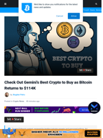 Gemini's 3 Best Crypto to Buy as Bitcoin Recovers $114K Level