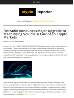Fintradix Announces Major Upgrade to Meet Rising Volume in European Crypto Markets