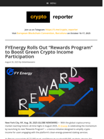 FYEnergy Rolls Out “Rewards Program” to Boost Green Crypto Income Participation
