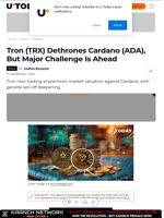 Tron (TRX) Dethrones Cardano (ADA), But Major Challenge Is Ahead