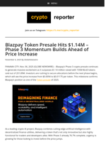 Blazpay Token Presale Hits $1.14M – Phase 3 Momentum Builds Ahead of Price Increase