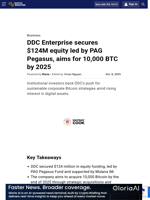 DDC Enterprise secures $124M equity led by PAG Pegasus, aims
for 10,000 BTC by 2025