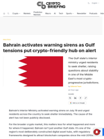 Bahrain activates warning sirens as Gulf tensions put crypto-friendly hub on alert