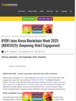 BYDFi Joins Korea Blockchain Week 2025 (KBW2025): Deepening Web3 Engagement