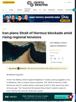 Iran plans Strait of Hormuz blockade amid rising regional tensions