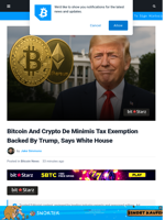 Bitcoin De Minimis Tax Exemption Backed By Trump: White House