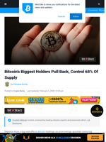 Bitcoin’s Biggest Holders Pull Back, Control 68% Of Supply