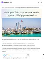 Circle gains full ADGM approval to offer regulated USDC payment services - CoinJournal