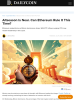 Altseason Is Near. Can Ethereum Rule It This Time? - DailyCoin