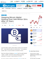 Sleeping Bitcoin Wallet Holding Over $44 Million Stirs After 12 Years ⋆ ZyCrypto