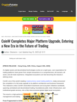 CoinW Completes Major Platform Upgrade, Entering a New Era in the Future of Trading