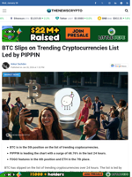 BTC Slips on Trending Cryptocurrencies List Led by PIPPIN - TheNewsCrypto