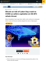 Bitcoin Risk Of Labor Day Drop To $105K Rises