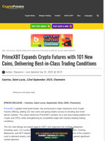PrimeXBT Expands Crypto Futures with 101 New Coins, Delivering Best-in-Class Trading Conditions