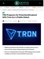 TRX Prepares for Potential Breakout With Tron Inc.’s Public Debut