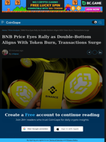 BNB Price Eyes Rally as Double-Bottom Aligns With Token Burn, Transactions Surge