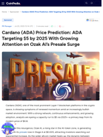 Cardano (ADA) Price Prediction: ADA Targeting $5 by 2025 With Growing Attention on Ozak AI’s Presale Surge