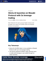 Gloria AI launches on Wasabi Protocol with 3x leverage trading