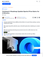 Coinbase Adds 2 Altcoins to Listing Roadmap, Price Rises Follow