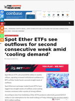 Spot Ether ETFs see outflows for second consecutive week amid ‘cooling demand’ - The Crypto News Wire