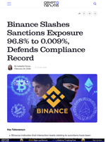 Binance Slashes Sanctions Exposure 96.8% to 0.009%, Defends Compliance Record