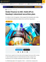 Ondo Urges SEC to Delay Nasdaq’s Tokenized Stock Plan