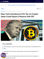 New York Introduces 0.2% Tax on Crypto Sales Could Spark a Massive Sell-Off