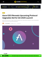 Aave CEO Reveals Protocol Upgrades for Q4 2025 Launch