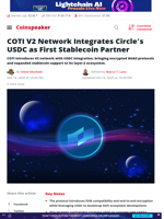 COTI V2 Network Integrates Circle's USDC as First Stablecoin Partner | Coinspeaker