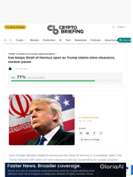 Iran keeps Strait of Hormuz open as Trump claims mine clearance, nuclear pause