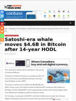 Satoshi-era whale moves $4.6B in Bitcoin after 14-year HODL - The Crypto News Wire