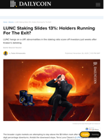 LUNC Staking Slides 13%: Holders Running For The Exit? - DailyCoin