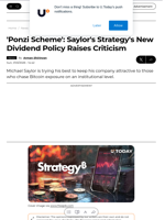 'Ponzi Scheme': Saylor's Strategy's New Dividend Policy Raises Criticism - U.Today