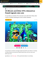 Bitcoin, Ether ETFs Rebound as Powell Signals Rate Cuts