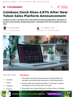 Coinbase Stock Rises 4.87% After New Token Sales Platform Announcement - Coinspeaker