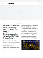 XRP, SOL, Trump Coin Among Tokens Added at EDX Markets