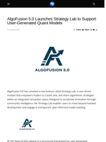 AlgoFusion 5.0 Launches Strategy Lab to Support User-Generated Quant Models - Visionary Financial