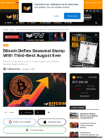 Bitcoin Defies Seasonal Slump With Third-Best August Ever