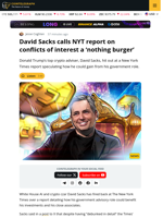 NYT Report on Sacks’ Possible Conflicts a ‘Nothing Burger’